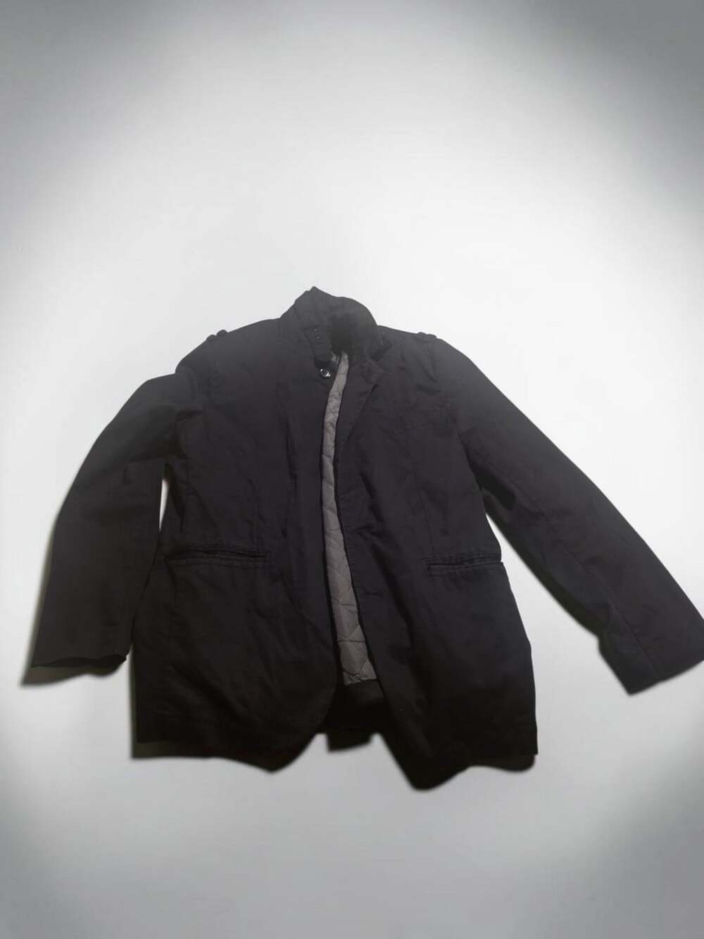 H&M Trench Coat Size 40R Black Wool Blend Belted Jacket